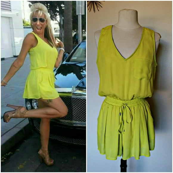 neon yellow jumper dress