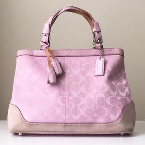 Coach Light Pink Signature Satchel Carryall Purse