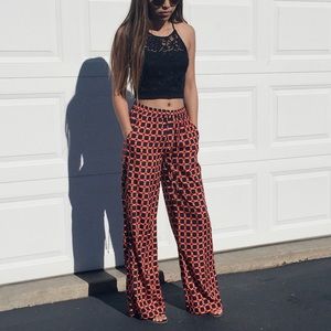Michael Kors orange/navy palazzo pants