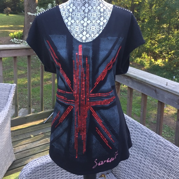 Lovely SEVEN7 Luxe Union Jack Top Sz 14/16