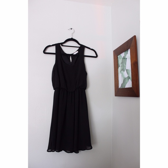 Black scoop dress with keyhole back