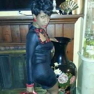 Black dress red stones
