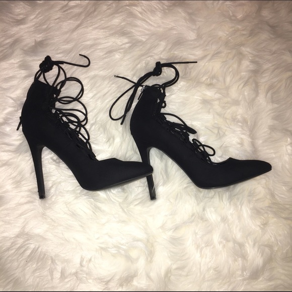 Lace up back heels