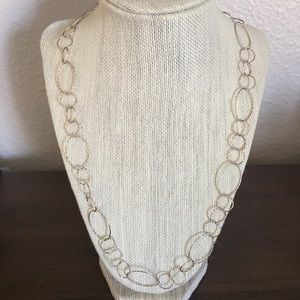 Sterling Silver 24" Circle and Ovals Necklace