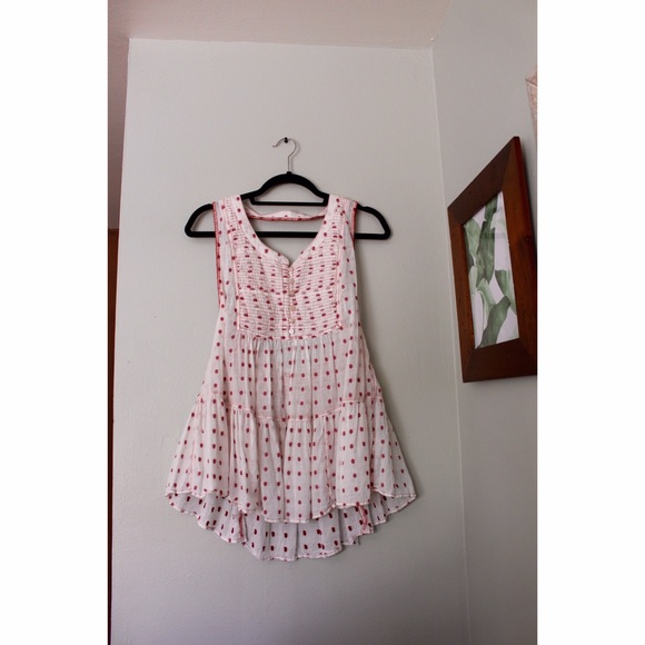 White free people top with open back & red detail