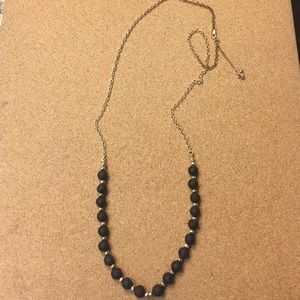 Long Gold Necklace with Black Beads