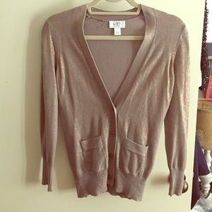 ❌SOLD❌ LOFT Gold Shimmery Cardigan Sz. XXS