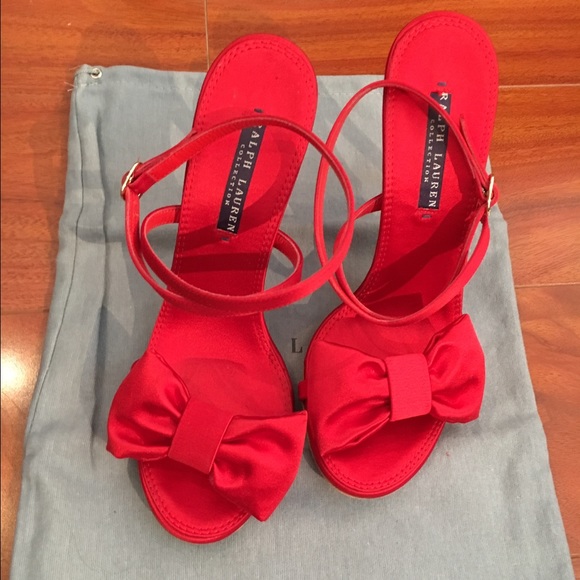 Ralph Lauren Collection Satin Bow Sandals
