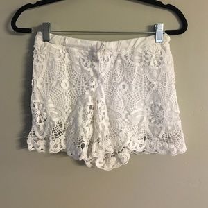 Young fabulous & broke white lace shorts