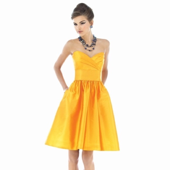 Alfred Sung Golden Yellow Cocktail Dress 6