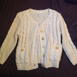 Cardigan sweater quarter sleeve off white