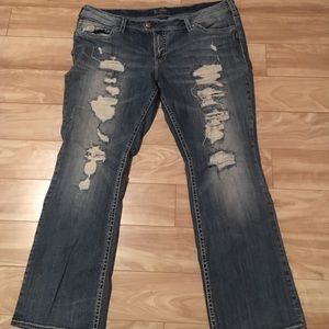 Silver flare jeans bought at Maurice's