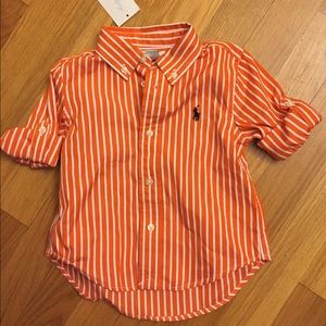 Ralph Lauren orange and white striped shirt - 12m