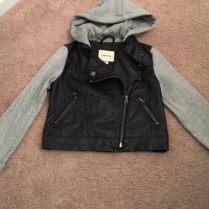 Leather sweatshirt coat sz xs