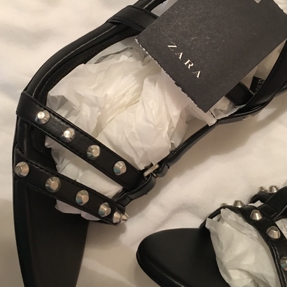 Zara Black Studded Strappy Heels