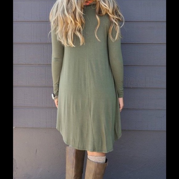 PERFECT FALL🍁Olive Loose Flowy Dress Tunic🍁 - Picture 2 of 2