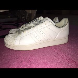 All White Adidas Superstars Men's Size 9