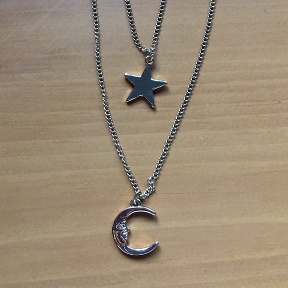 Star and Moon Two Length Necklace