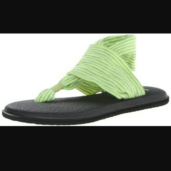 Sanuk Shoes - Sanuk Sling Yoga II Neon Green Striped