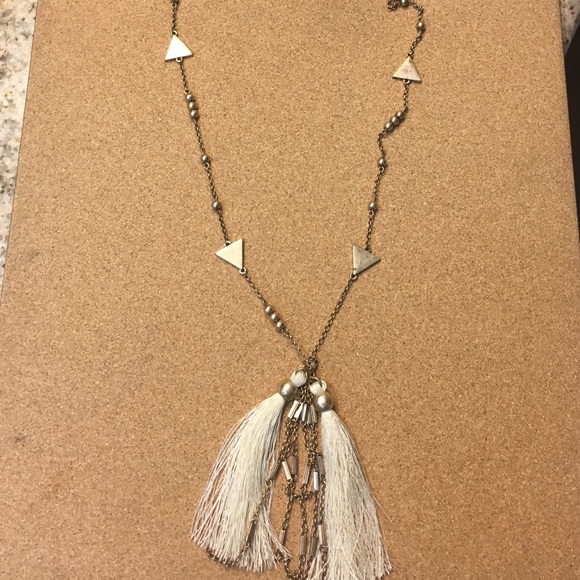 Gold and White Tassel Necklace