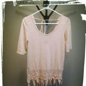 Sheer Tie-Back Lace Trimmed Tunic