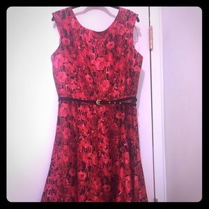 Beautiful red and black A line dress