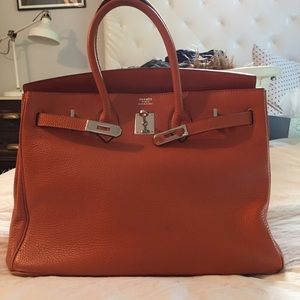 Birkin style bag 35cm orange