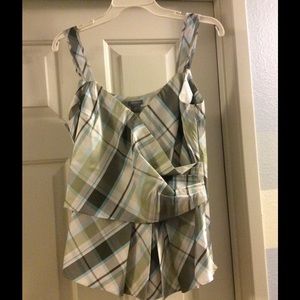 Plaid silk top