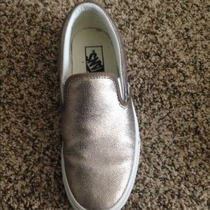 Metallic leather slip on Vans.