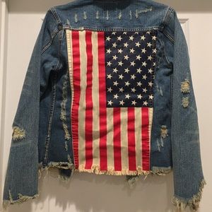UNIF American flag denim jacket w/ hardware