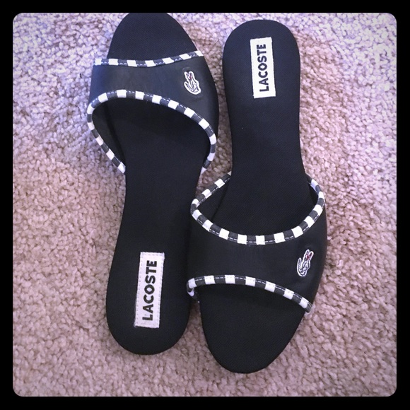 Lacoste black and white flats