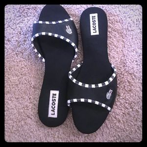 Lacoste black and white flats