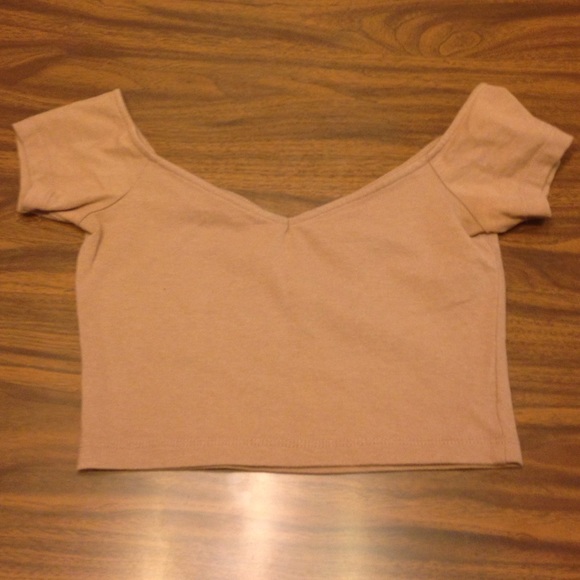 Taupe Off the Shoulder Crop Top