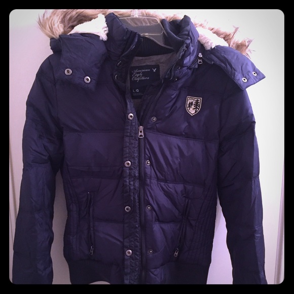 Fitted Navy Down Jacket