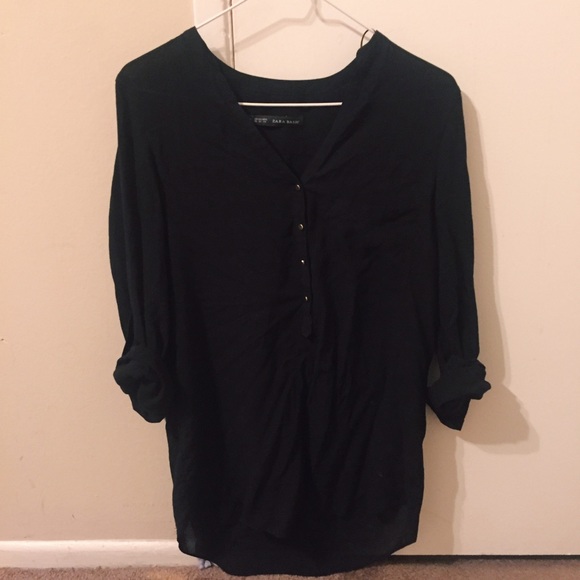 Zara basic black blouse