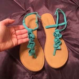 Fossil Turquoise Leather sandals-Size 9