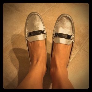 ✨RESERVED✨ Coach metallic soft leather loafers