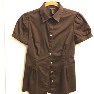 Banana Republic brown buttoned down blouse