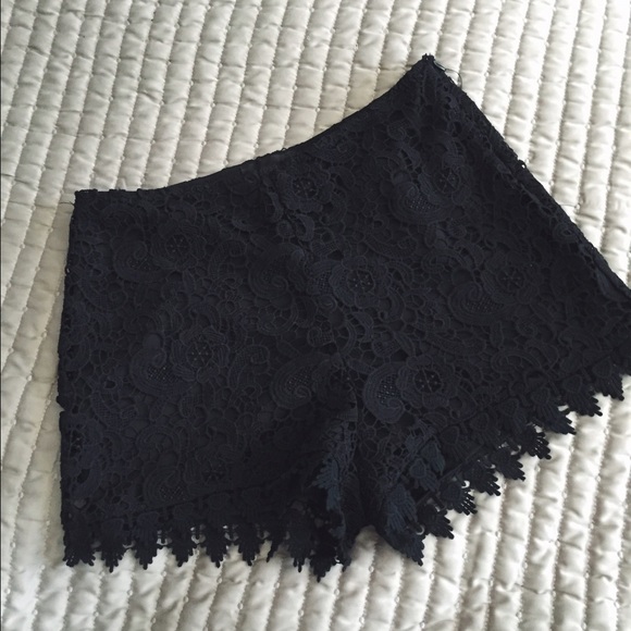 Pants - Black crochet shorts