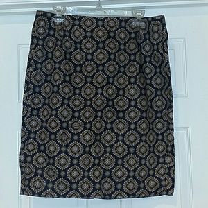 Loft navy medallion printed skirt NWT