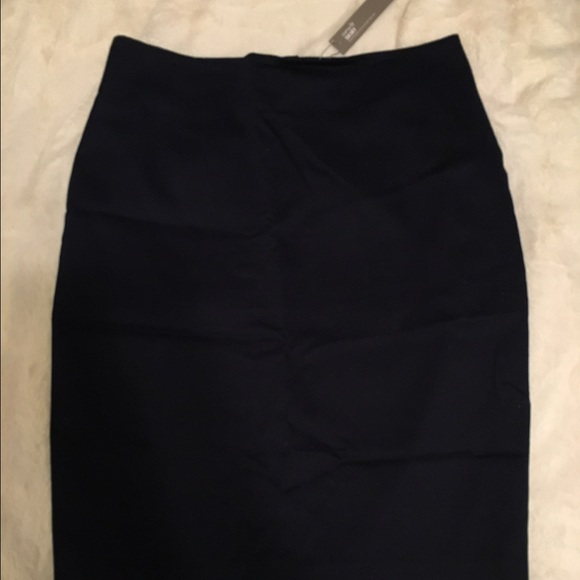 Loft Curvy Fit Navy Cotton Pencil Skirt