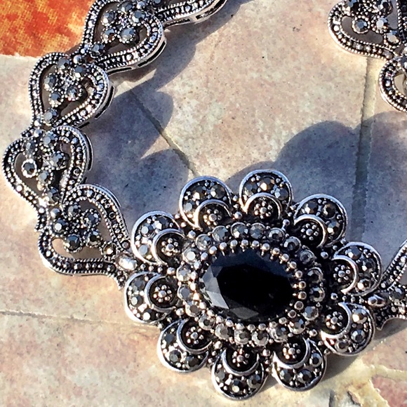 Turkish Vintage Antique Silver Rhinestone Bracelet - Picture 3 of 3