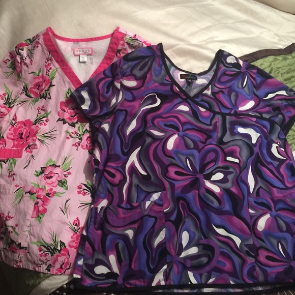 Koi and Peaches scrub tops