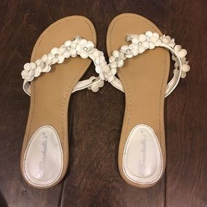 White floral sandals