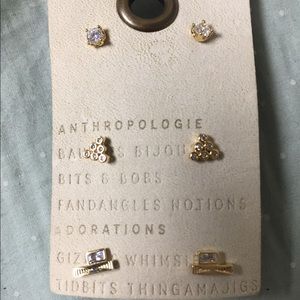 3 Pairs Anthropologie Gorgeous Gold Earrings