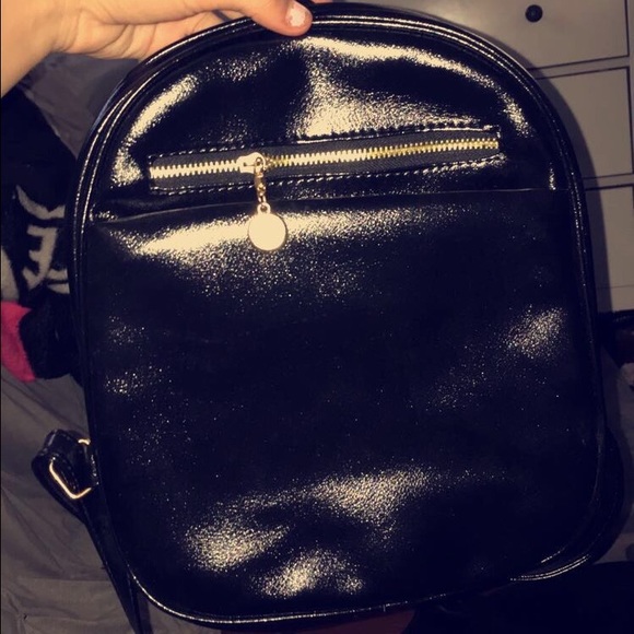 black faux leather backpack - Picture 1 of 4