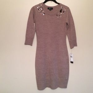 BCX Mid-Thigh Sweater Dress XSmall Oatmeal Color