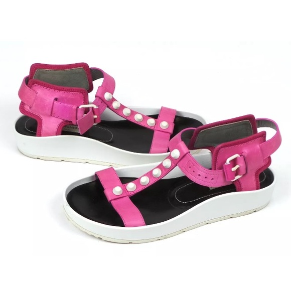 BALENCIAGA Stud-Embellished T-Strap Sandal 37 7 US - Picture 2 of 4