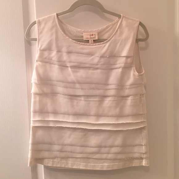 White anthropologie (red bird) shirt