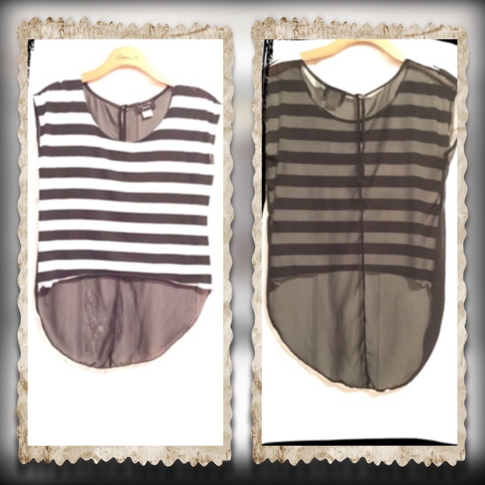 Black and White stripe Hi Lo top